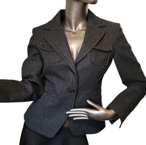 NICOLE BENISTI VINTAGE BLAZER BUTTON FRONT CLOSURE CHARCOAL GRAY WOMENS SMALL